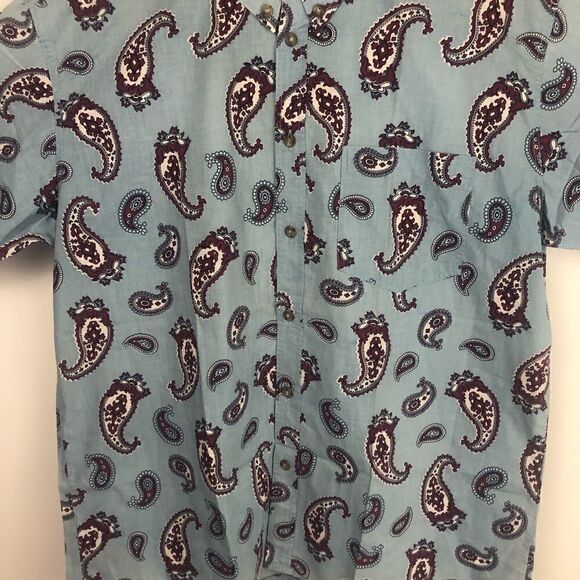 FIORUCCI PAISLEY MENS SHORT SLEEVE BUTTON DOWN SHIRT MADE IN ITALY - Picture 10 of 14